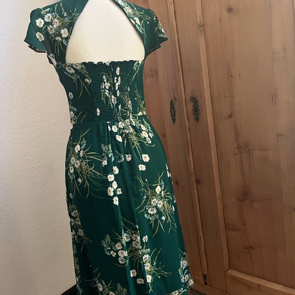 Reformation Rosi Midi Green Floral Dress in Buena (6) - Picture 6 of 9
